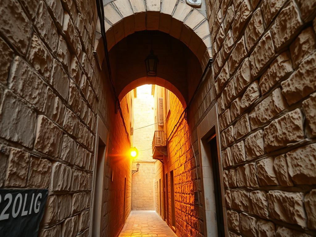 Old City of Jerusalem alleyway leading to the Western Wall